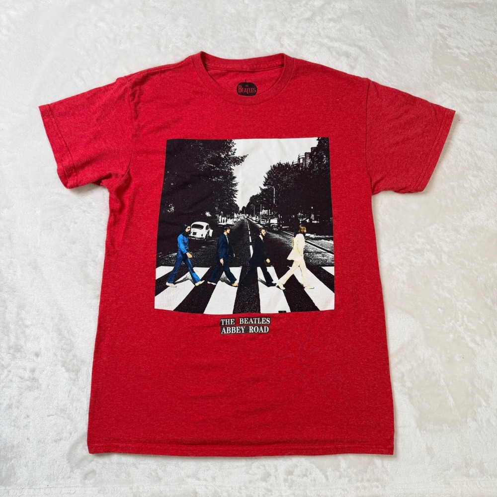 The Beatles Abbey Road Graphic T-Shirt Red Heathered Band Tee Small